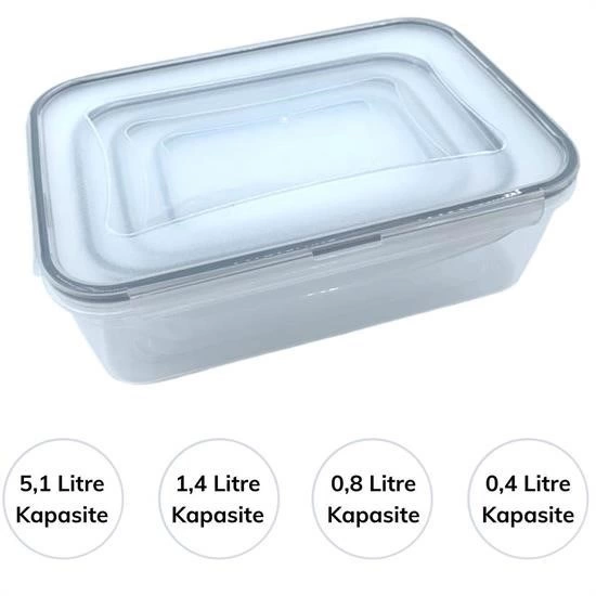 4lü İç İçe Sızdırmaz Contalı Kilitli Kapaklı Plastik Erzak Saklama Kapları Lc315 ( Lisinya ) 4lü İç İçe Sızdırmaz Contalı Kilitli Kapaklı Plastik Erzak Saklama Kapları Lc315 ( Lisinya )