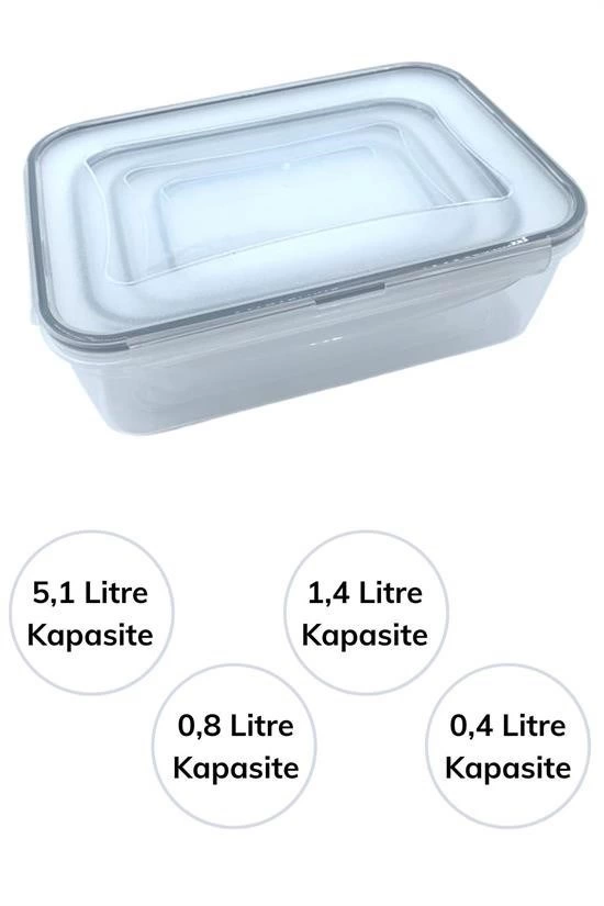 4lü İç İçe Sızdırmaz Contalı Kilitli Kapaklı Plastik Erzak Saklama Kapları Lc315 ( Lisinya ) 4lü İç İçe Sızdırmaz Contalı Kilitli Kapaklı Plastik Erzak Saklama Kapları Lc315 ( Lisinya )