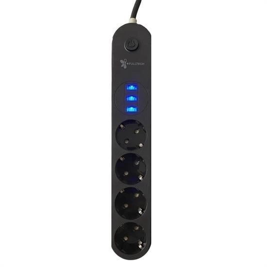 4lü Siyah Anahtarlı 3 Usb Li Akım Korumalı Topraklı Çocuk Korumalı Grup Priz 2 Metre ( Lisinya )