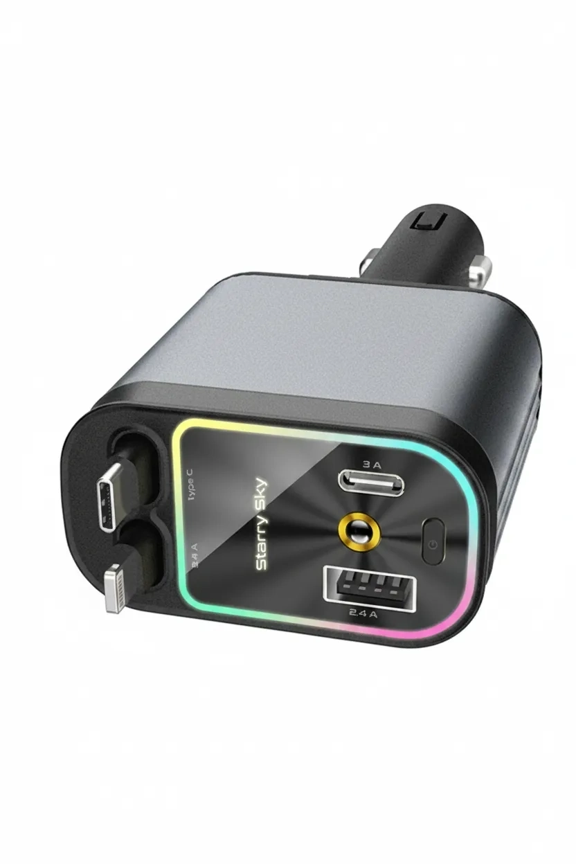 4’ü 1 Arada Araç Çakmaklık Şarj Cihazı 66W Type-C Hızlı Şarj Çift USB Telefon Şarj Geri Çekilebilir Kablo ( Lisinya ) 4’ü 1 Arada Araç Çakmaklık Şarj Cihazı 66W Type-C Hızlı Şarj Çift USB Telefon Şarj Geri Çekilebilir Kablo ( Lisinya )