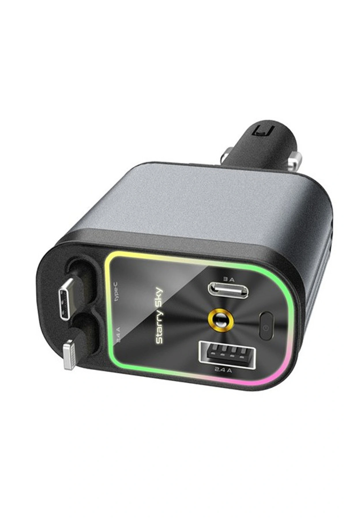 4’ü 1 Arada Çift Usb Bağlantı Çakmaklık, Type-c Hızlı Şarjlı 66w,geri Çekilebilir Araç Telefon Şarj Cihazı ( Lisinya )