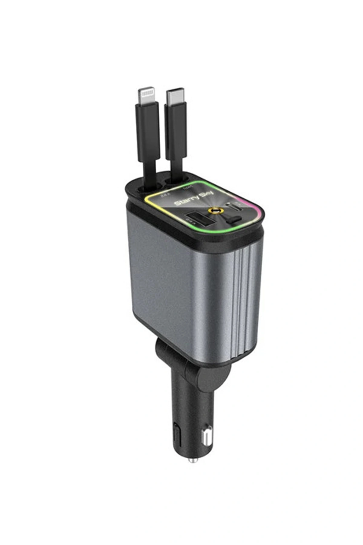 4’ü 1 Arada Çift Usb Bağlantı Çakmaklık, Type-c Hızlı Şarjlı 66w,geri Çekilebilir Araç Telefon Şarj Cihazı ( Lisinya )