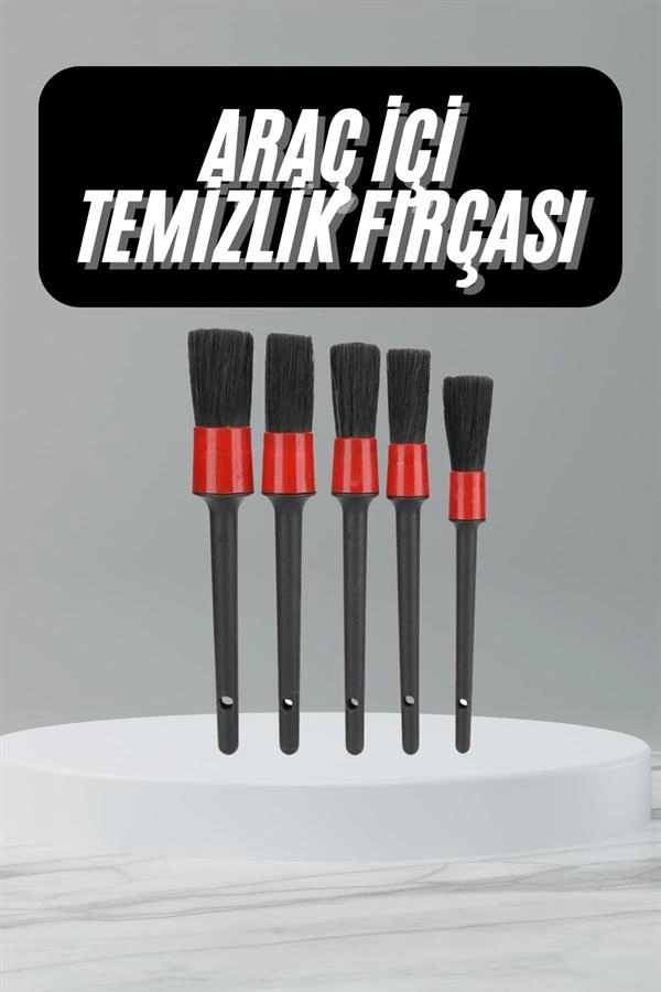 5 Adet Oto Detaylı Temizleyici Araç İçi Temizlik Fırça Seti Koltuk Döşeme Kapı Toz Alma Fırçası ( Lisinya )