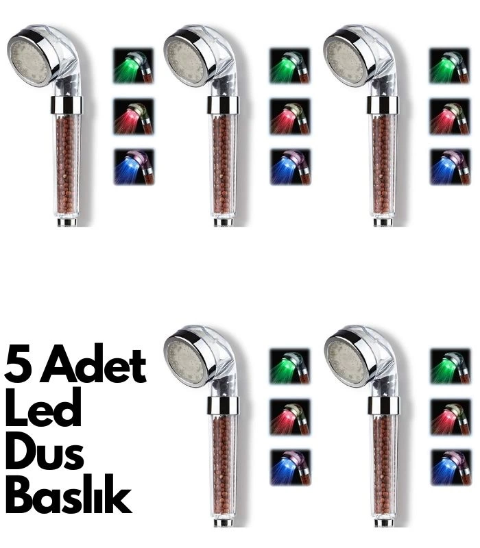 5 Adet Tasarruflu Boncuklu Ledli Duş Başlık-pil Veya Elektrik Gerekmez Kinetik Enerjili ( Lisinya ) 5 Adet Tasarruflu Boncuklu Ledli Duş Başlık-pil Veya Elektrik Gerekmez Kinetik Enerjili ( Lisinya )