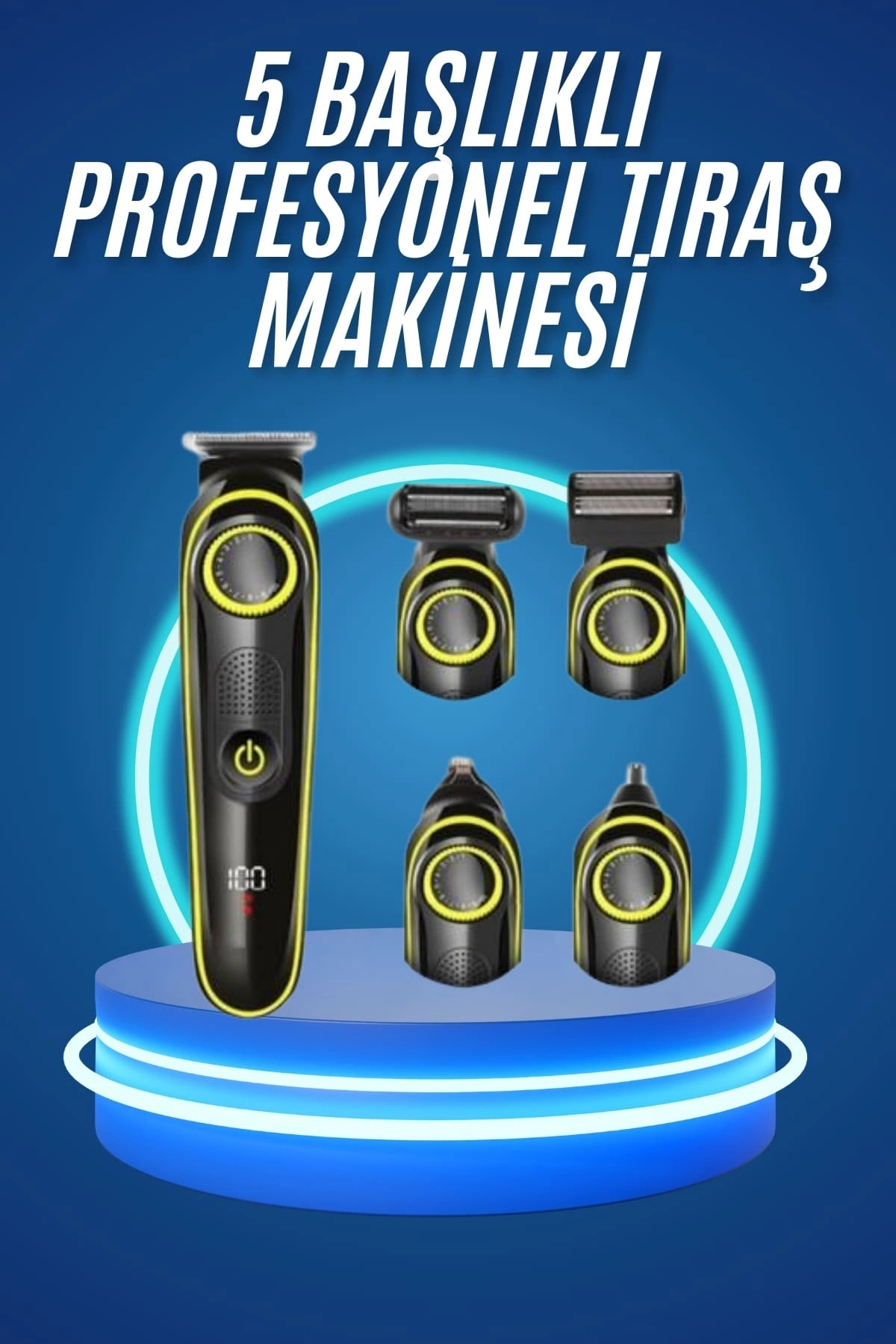 5 Başlıklı Şarjlı Tıraş Makinesi Kablosuz Saç Sakal Burun Tıraşına Uygun ( Lisinya )
