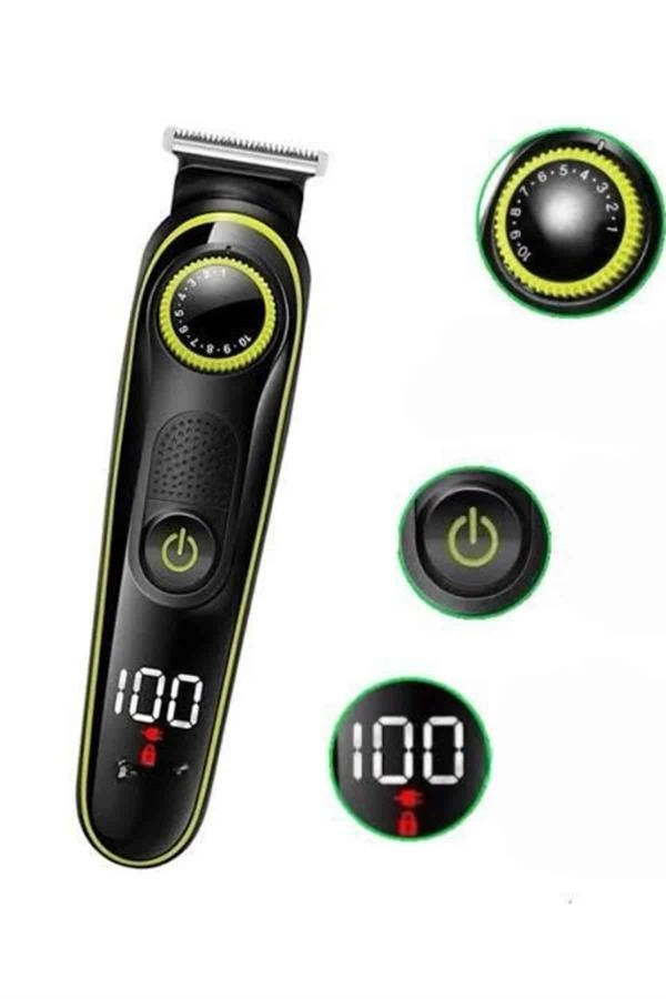5 Başlıklı Şarjlı Tıraş Makinesi Led Ekran Saç Sakal Ense Tıraşına Uygun Bakım Seti ( Lisinya )