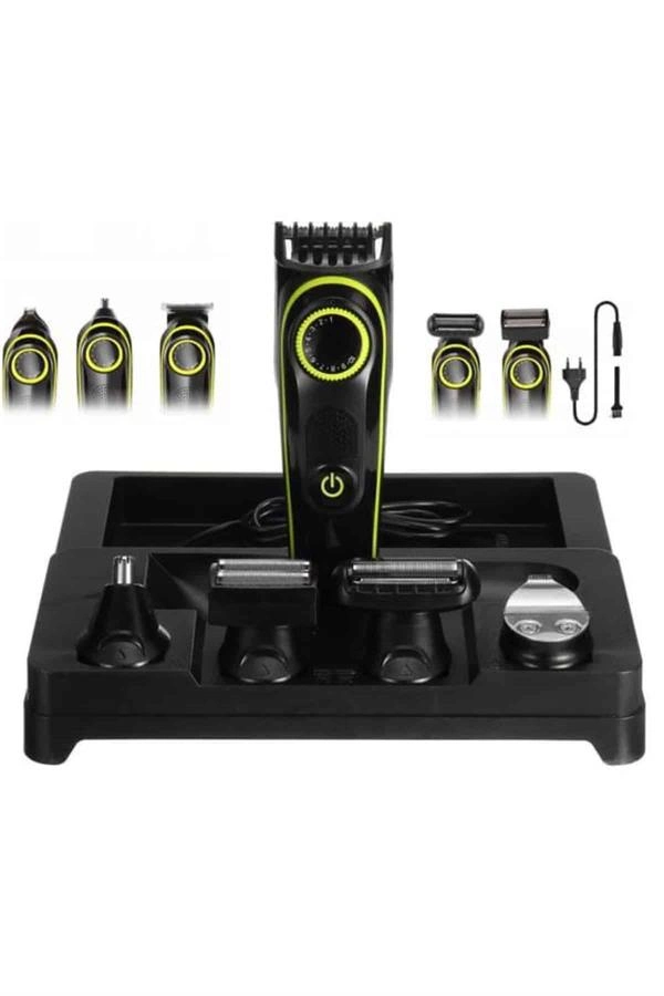 5 Başlıklı Şarjlı Tıraş Makinesi Led Ekran Saç Sakal Ense Tıraşına Uygun Bakım Seti ( Lisinya )