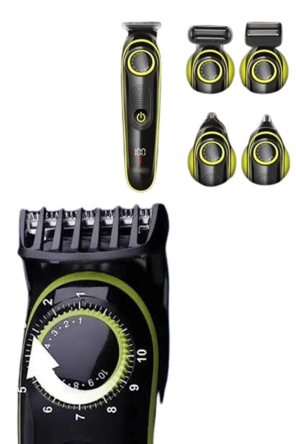 5 Başlıklı Şarjlı Tıraş Makinesi Led Ekran Saç Sakal Ense Tıraşına Uygun Bakım Seti ( Lisinya )
