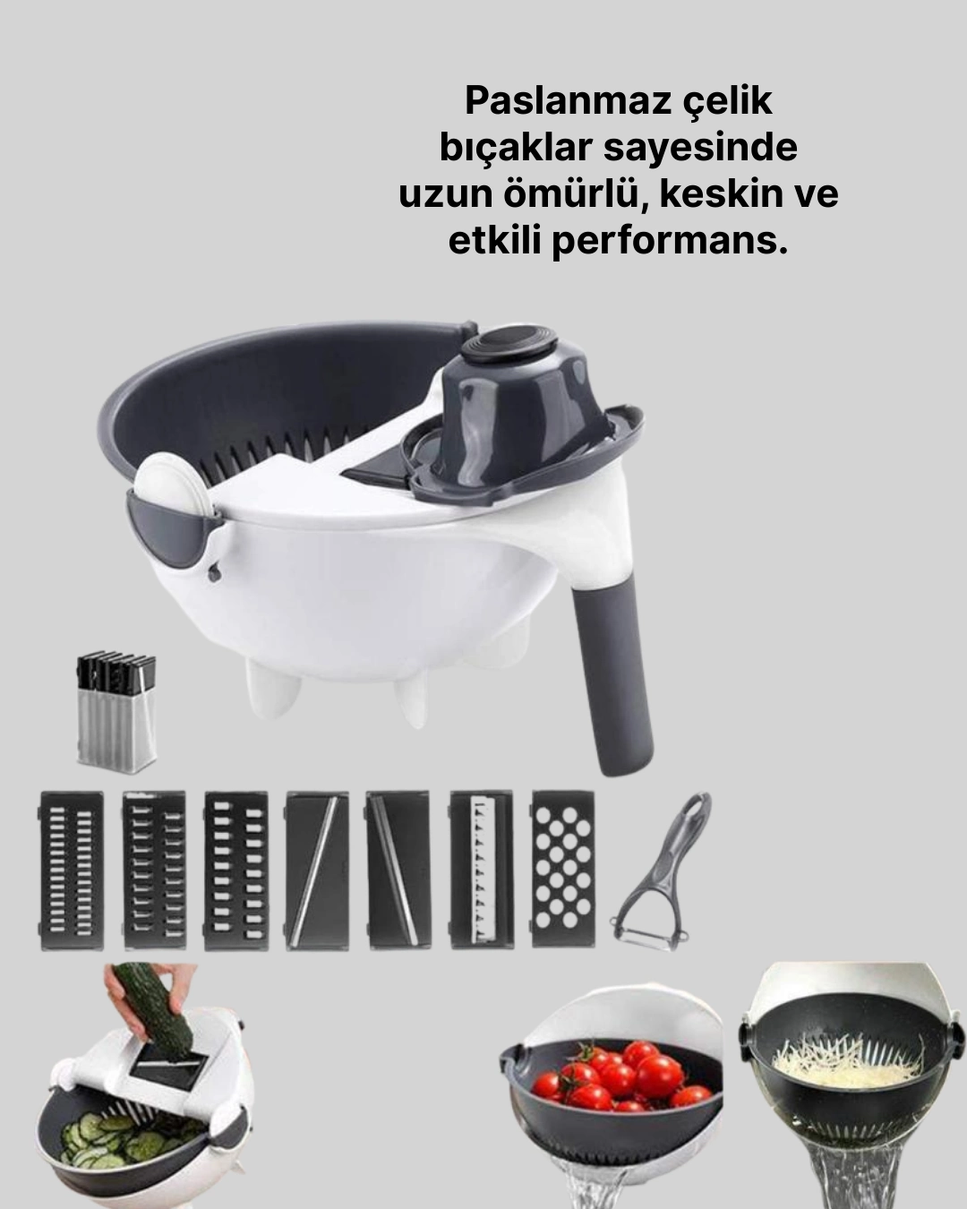 5 Fonksiyonlu Döner Süzgeçli Rende Ve Dilimleyici At ( Lisinya )