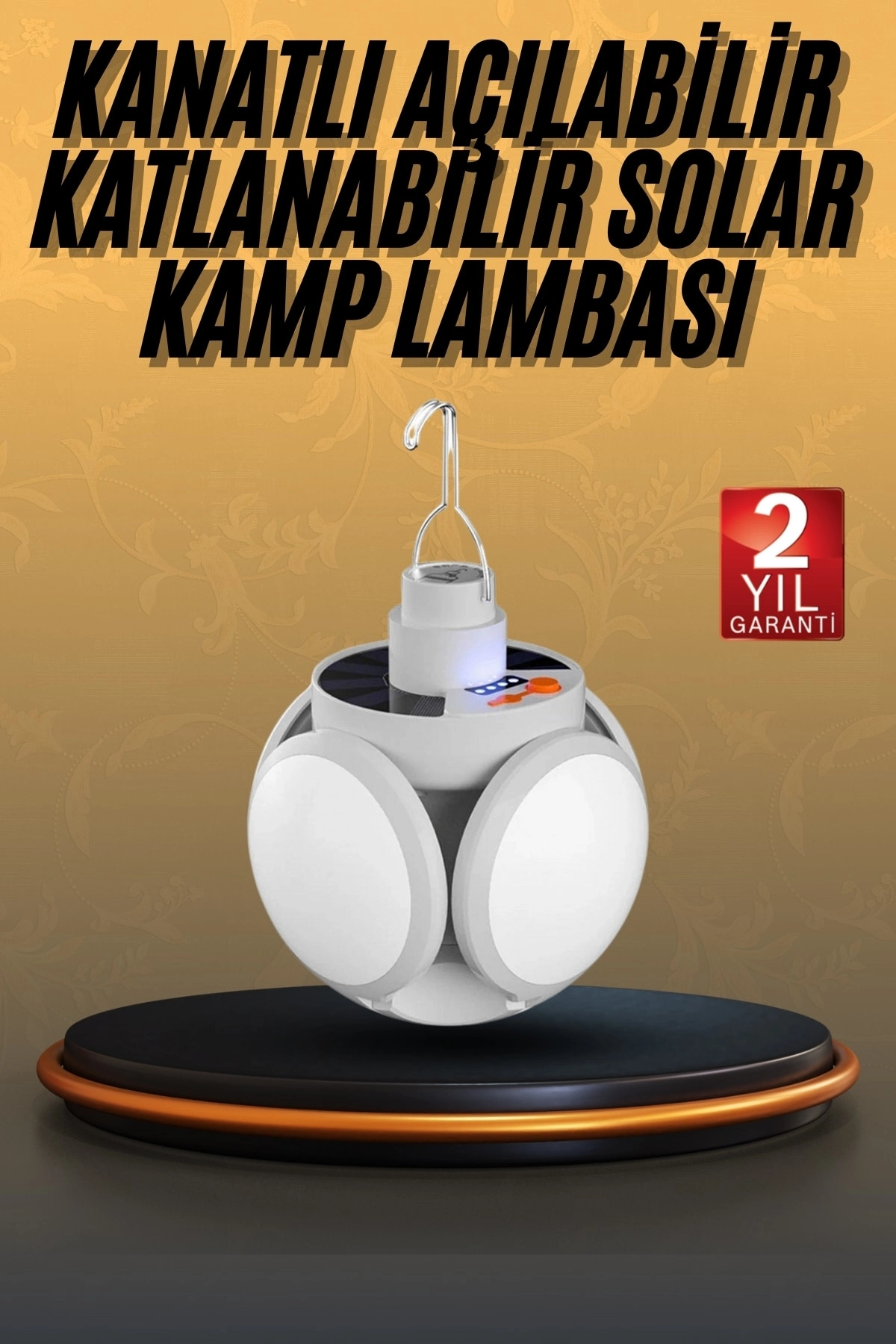 5 Kanatlı Bahçe Aydınlatma Led Askılı Solar Güneş Enerji Usb Sarjlı ( Lisinya )