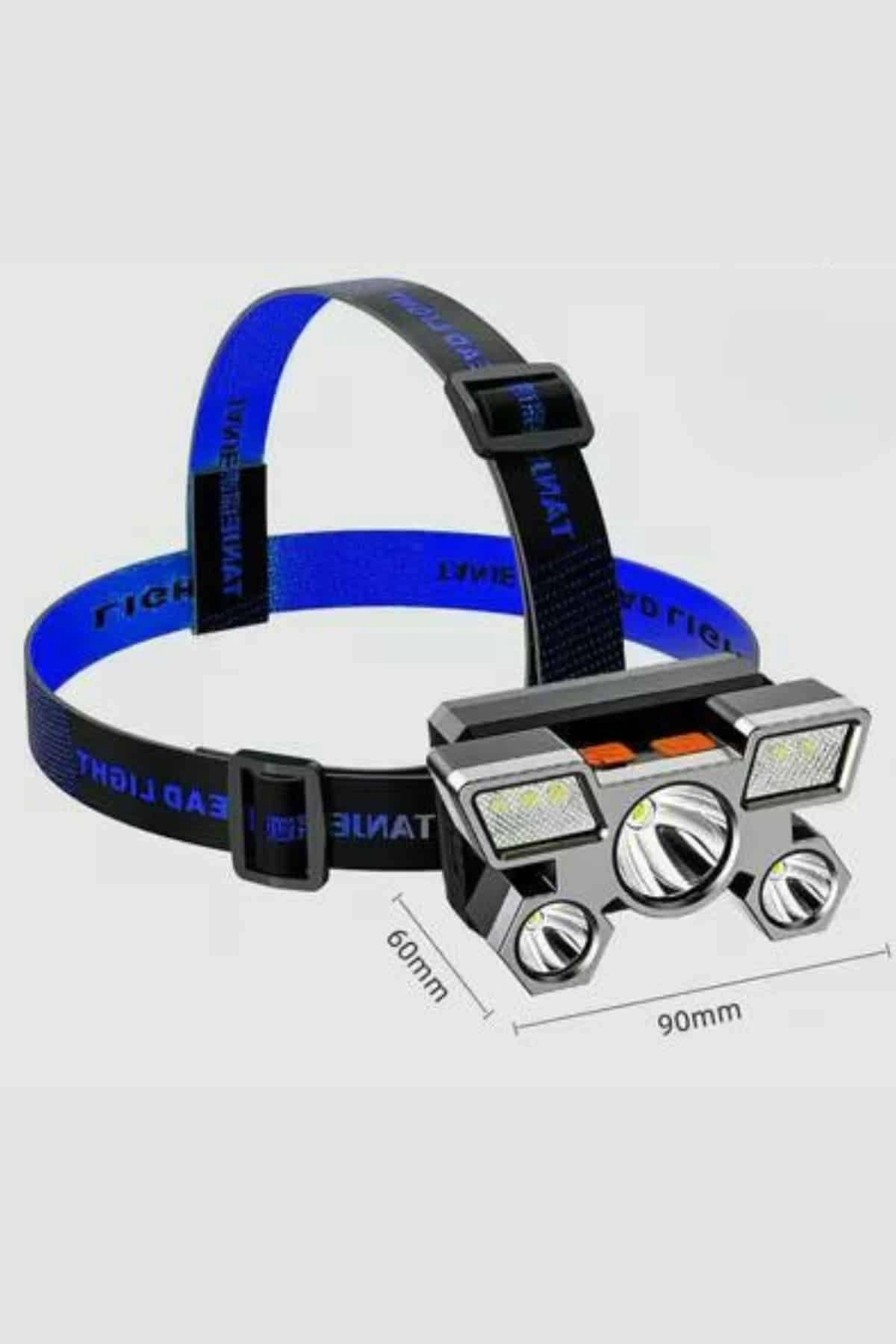 5 Led Far Şarj Edilebilir Güçlü Kafa Lambası Kamp Lambası 4 Modlu ( Lisinya )
