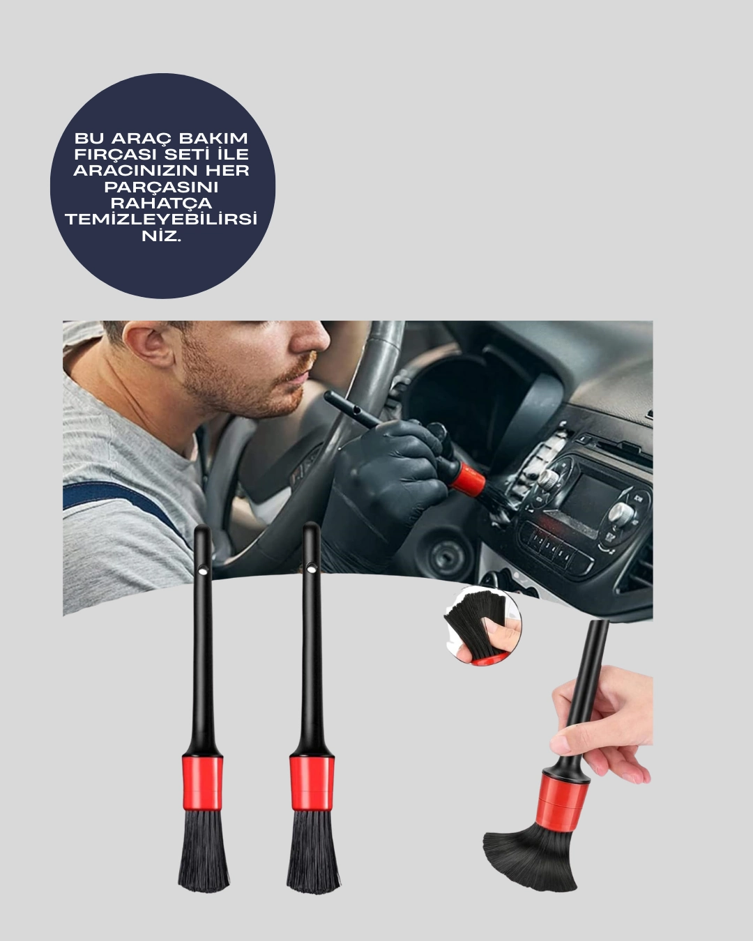 5'li Araç Temizlik Fırça Seti-detaylı Temizlik İçin Çok Amaçlı Fırçalar ( Lisinya )