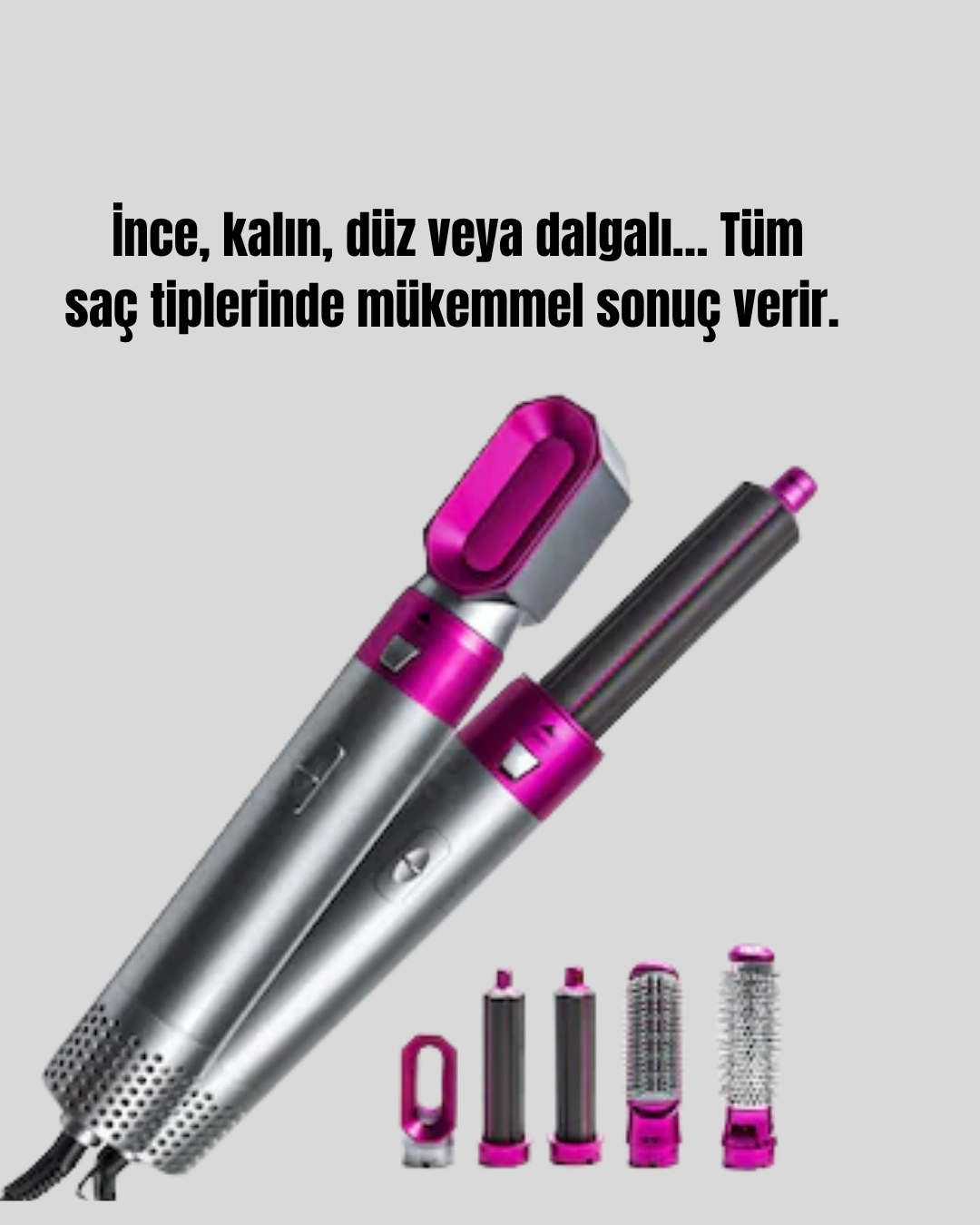 5 Parça Saç Şekillendirme Seti Düzleştirme Dalga Ve Bukle Yapma ( Lisinya )