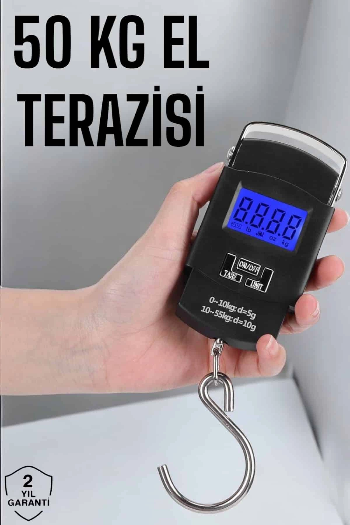 50 Kg El Kantarı Ağırlık Ölçer Dijital Ekranlı Kancalı Portatif ( Lisinya )