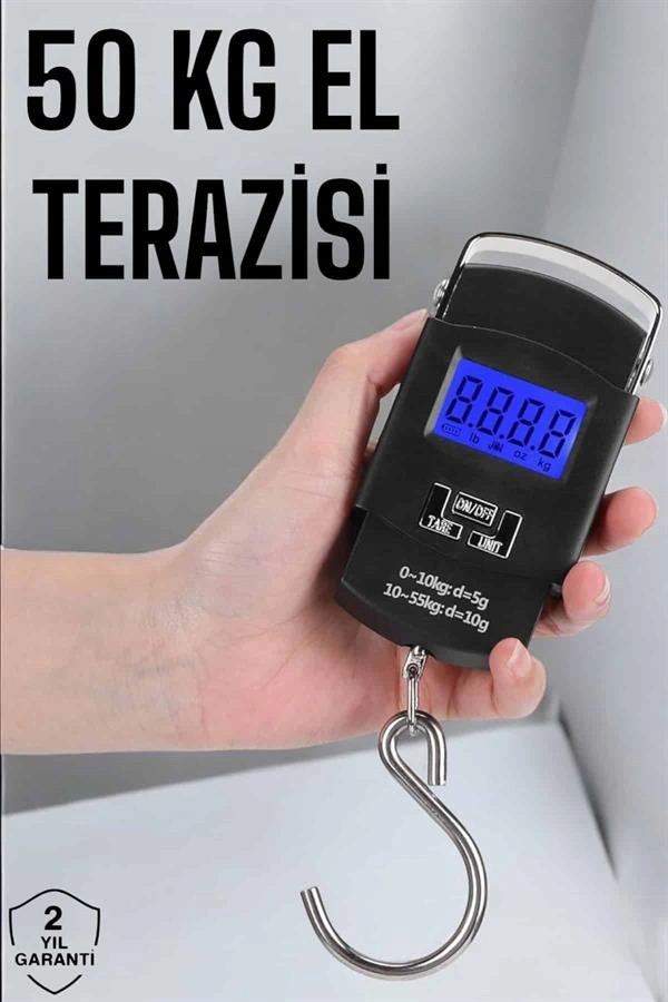 50 Kg El Kantarı Ağırlık Ölçer Dijital Ekranlı Kancalı Portatif ( Lisinya )