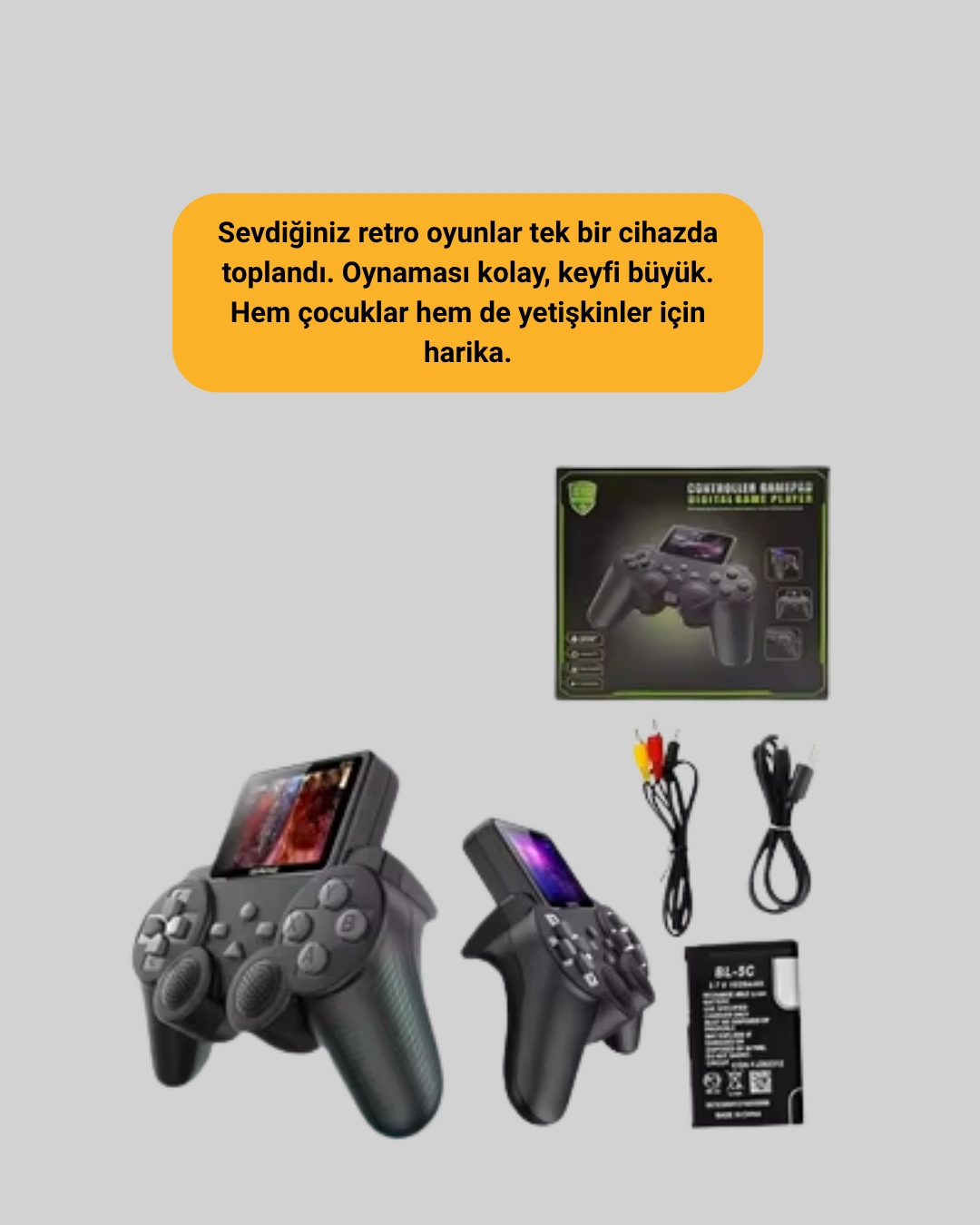 500 Oyunlu Nostaljik El Tipi Oyun Konsolu, Taşınabilir Şarjlı Cihaz, Renkli Ekran Ve Tv Destekli ( Lisinya )