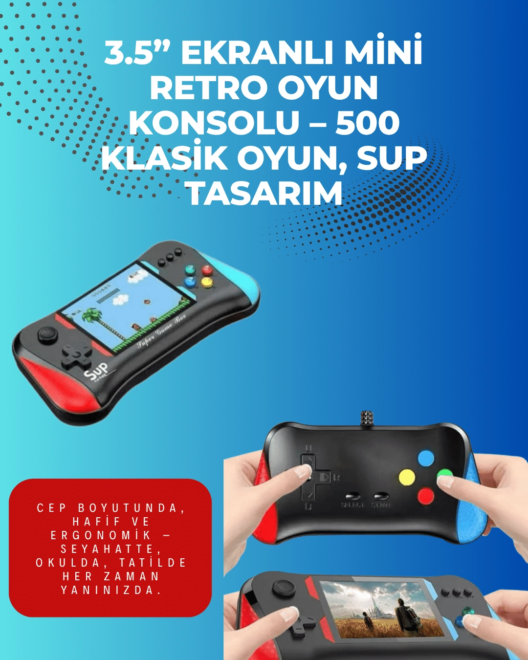 500 Retro Oyunlu Taşınabilir El Konsolu – X7m Modeli ( Lisinya )