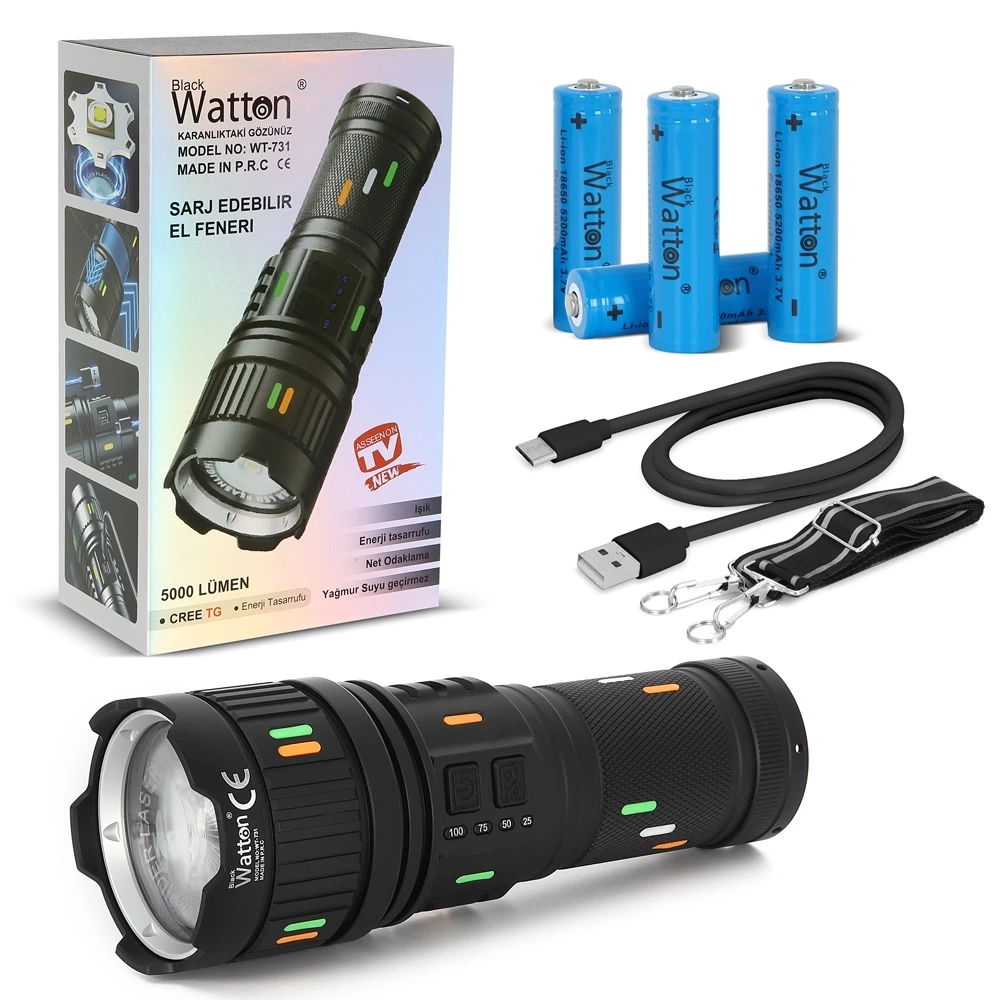 5000 Lümen Cree Tg Led Şarj Göstergeli El Feneri Wt-731 ( Lisinya ) 5000 Lümen Cree Tg Led Şarj Göstergeli El Feneri Wt-731 ( Lisinya )