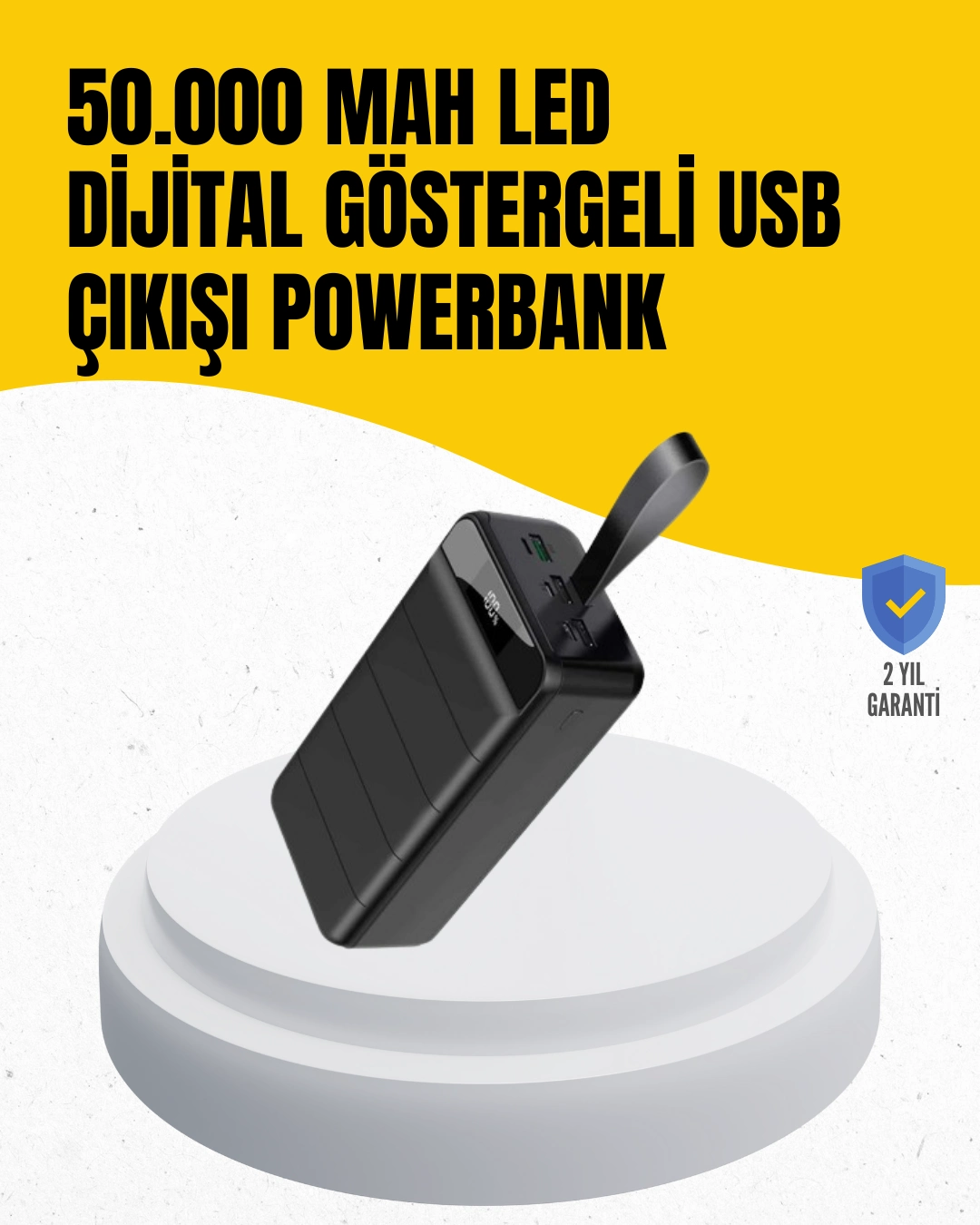 50.000 Mah Kapasiteli Powerbank – Hızlı Şarj Destekli, 4 Usb Portlu, Led Işıklı Taşınabilir Enerji Deposu ( Lisinya )