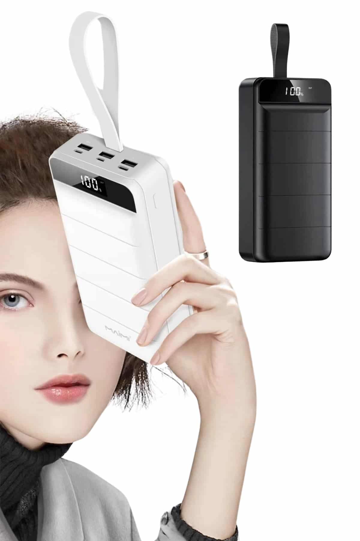 50.000 Mah Powerbank Turbo Hızlı Led Göstergeli Android İos Uyumlu Taşınabilir Askılı ( Lisinya )