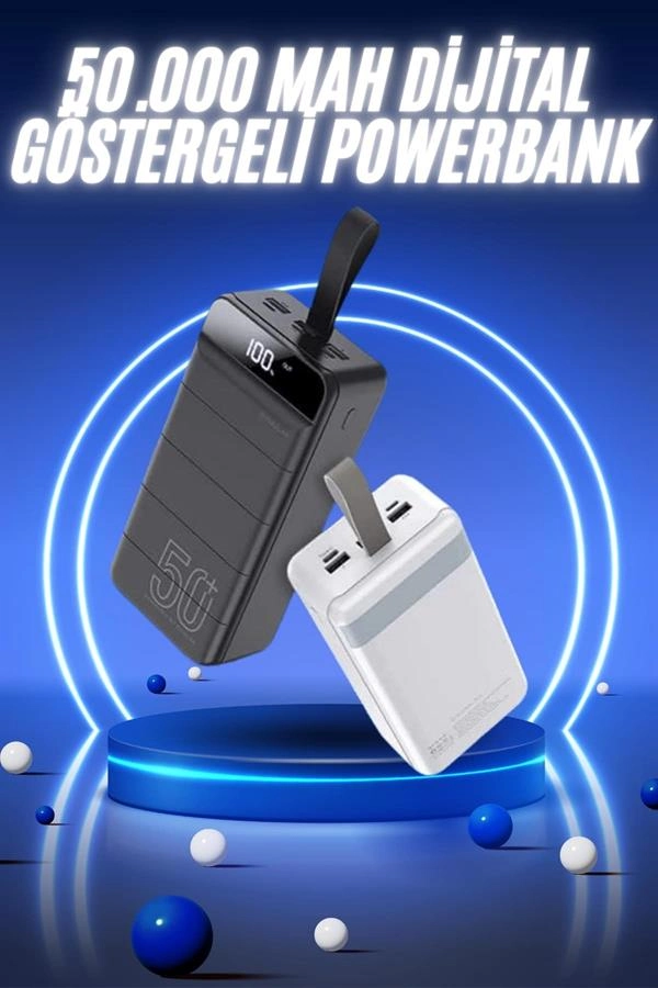 50.000 Mah Powerbank Turbo Hızlı Led Göstergeli Android İos Uyumlu Taşınabilir Askılı ( Lisinya )