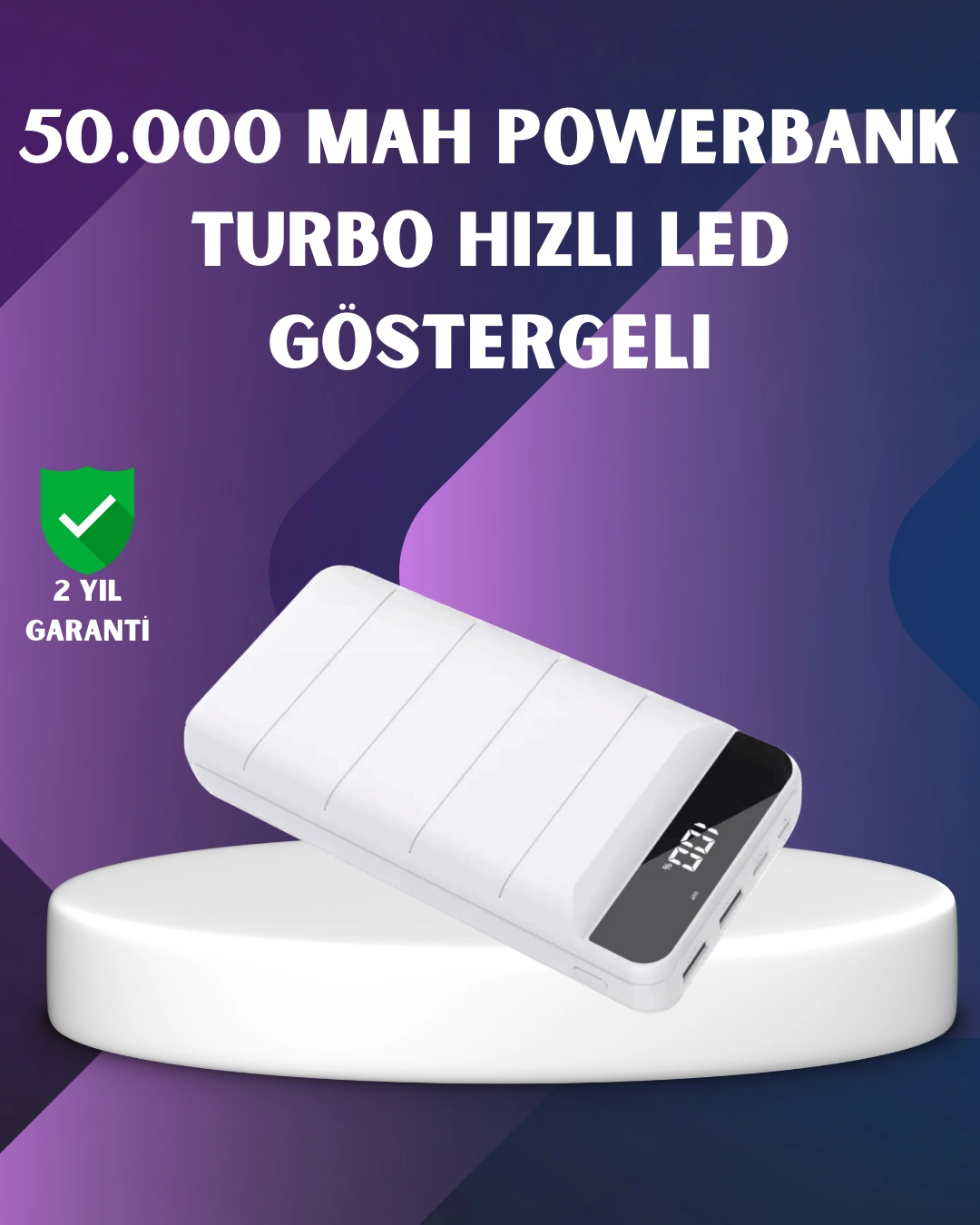 50000mah Yüksek Kapasiteli Powerbank Hızlı Şarj Ve Led Ekranlı ( Lisinya )