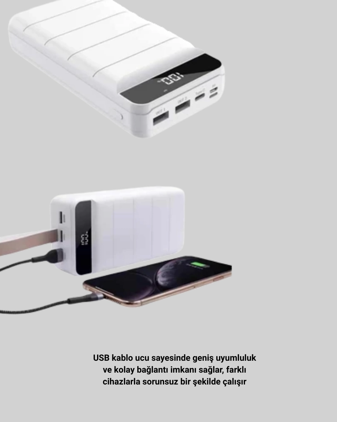 50000mah Yüksek Kapasiteli Powerbank Hızlı Şarj Ve Led Ekranlı ( Lisinya )