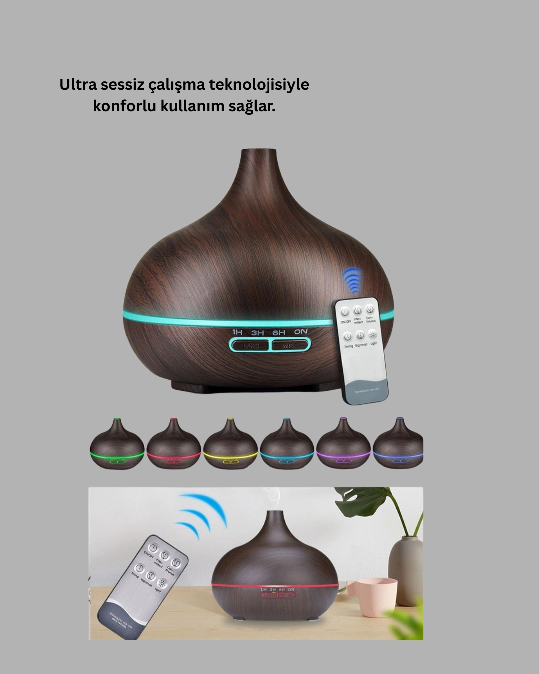 550ml Ultrasonik Hava Nemlendirici Ve Aromaterapi Difüzörü ( Lisinya )