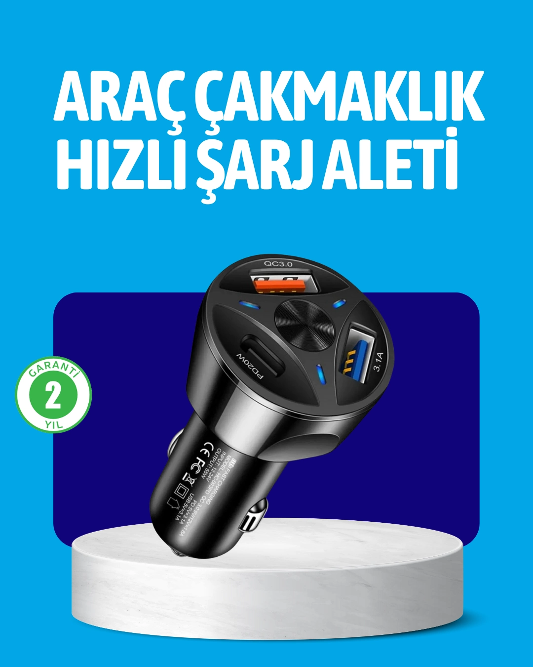 55w Güçlü Araç Şarj Cihazı Power Delivery Destekli ( Lisinya )
