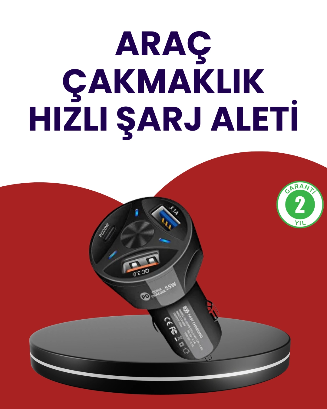 55w Pd Ve Quick Charge 3.0 Destekli Polygold Araç Şarj Adaptörü ( Lisinya )