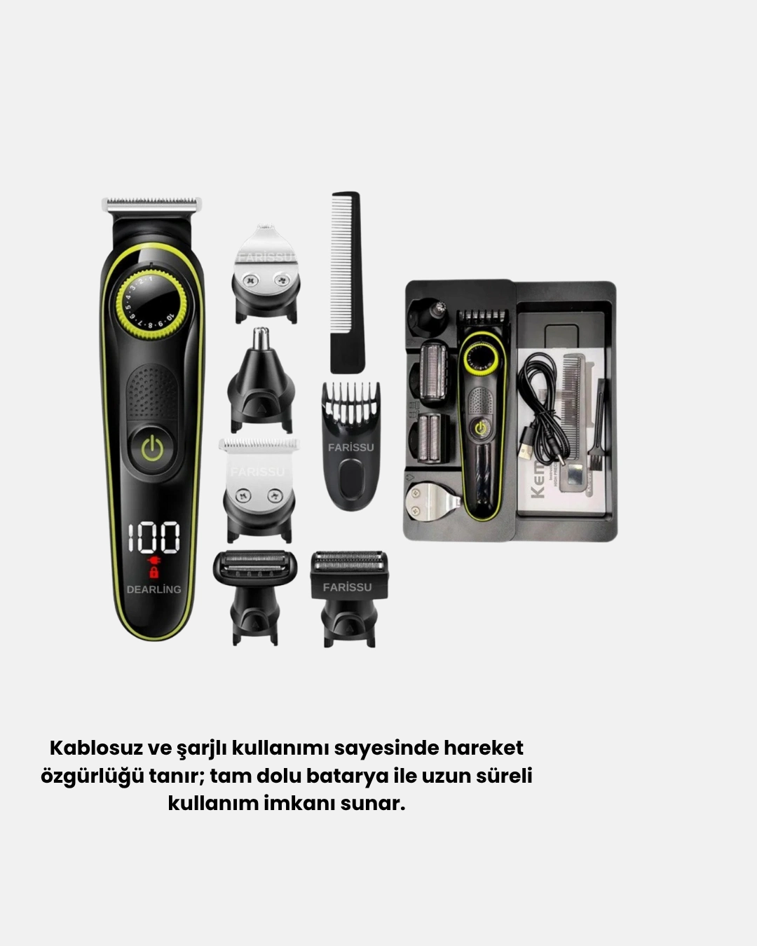 5’i 1 Arada Erkek Bakım Seti Şarjlı Suya Dayanıklı Çok Fonksiyonlu ( Lisinya )