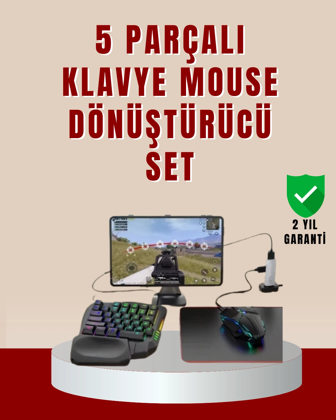 5’i 1 Arada Mobil Oyun Seti Klavye Mouse Dönüştürücü İos & Android ( Lisinya )