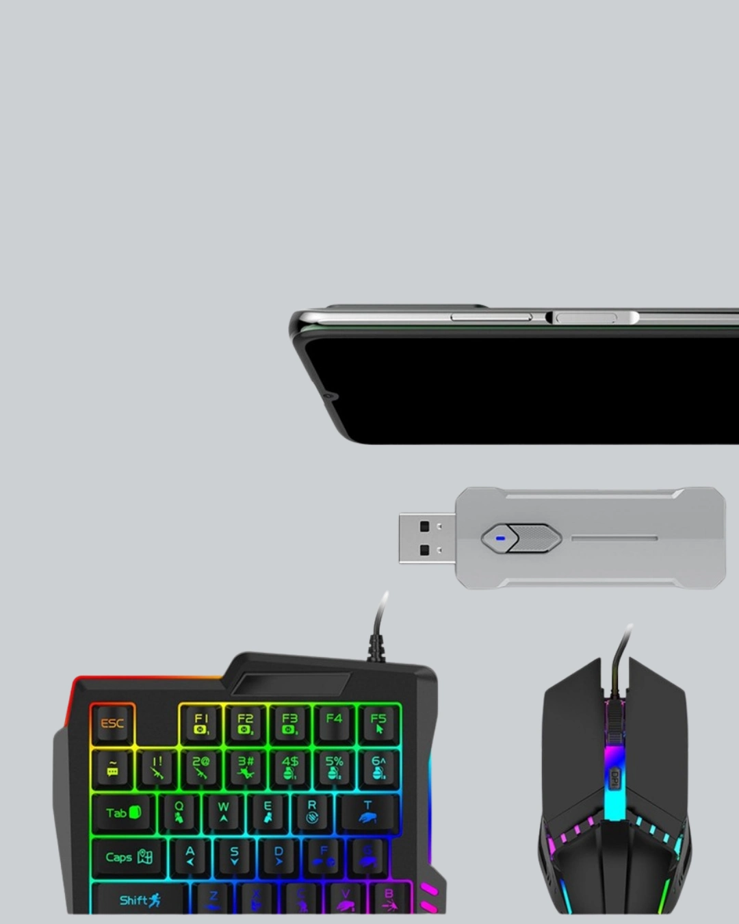 5’i 1 Arada Mobil Oyun Seti Klavye Mouse Dönüştürücü İos & Android ( Lisinya ) 5’i 1 Arada Mobil Oyun Seti Klavye Mouse Dönüştürücü İos & Android ( Lisinya )