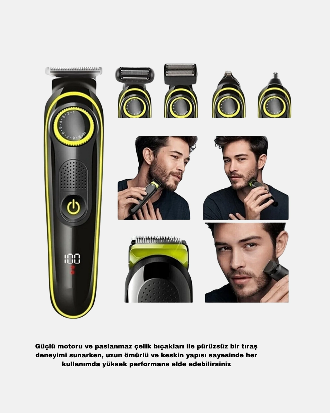 5’i 1 Arada Şarjlı Erkek Bakım Seti Led Göstergeli Ve Suya Dayanıklı ( Lisinya )