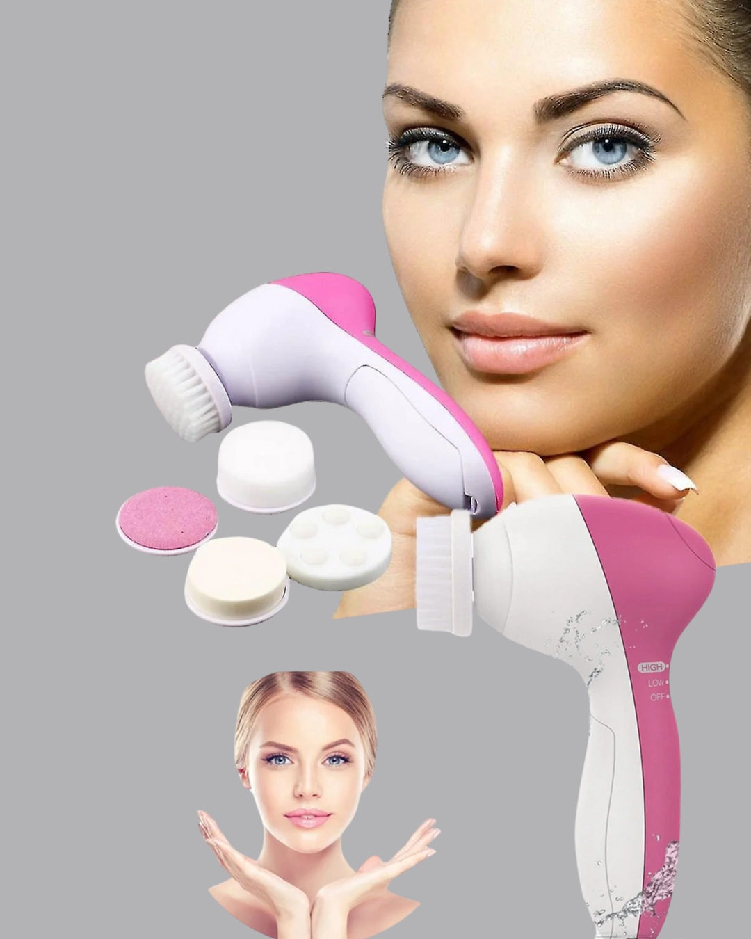 5’i 1 Arada Yüz Temizleme Cihazı – Masaj, Fırça, Peeling Ve Krem Uygulama Atlı ( Lisinya )