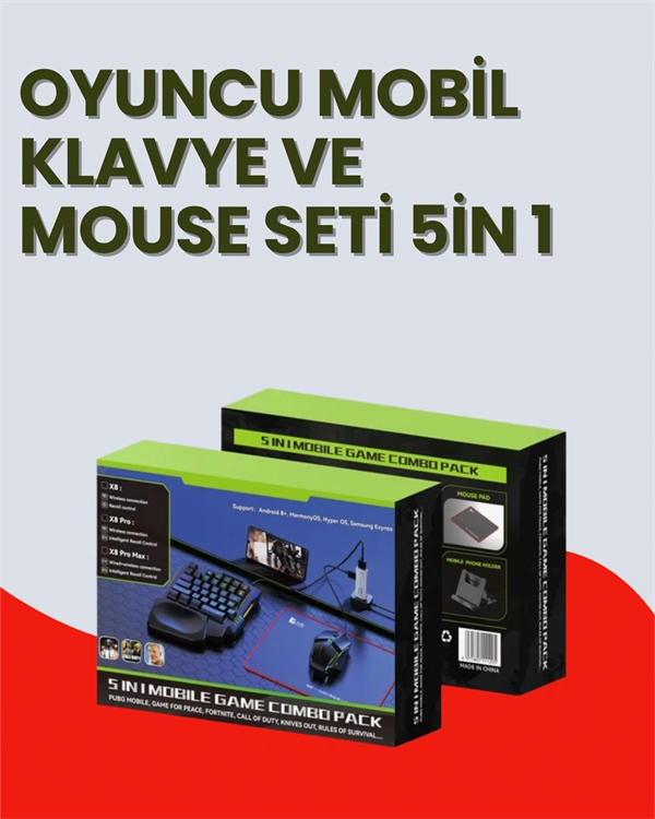 5in1 Bt5.3 Mobil Oyun Kiti Klavye Mouse Dönüştürücü Seti ( Lisinya ) 5in1 Bt5.3 Mobil Oyun Kiti Klavye Mouse Dönüştürücü Seti ( Lisinya )