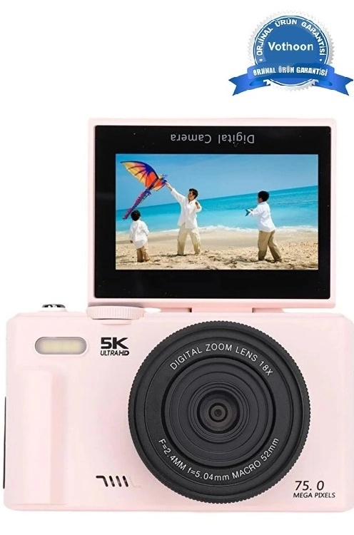 5k 75mp Hd Dijital Kamera 18x Dijital Zoom, Flaşlı,3.0 İnç Ekranlı Vlog Ve Fotoğraf Makinesi ( Lisinya )