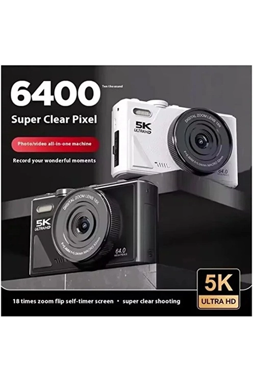 5k 75mp Hd Dijital Kamera 18x Dijital Zoom, Flaşlı,3.0 İnç Ekranlı Vlog Ve Fotoğraf Makinesi ( Lisinya )