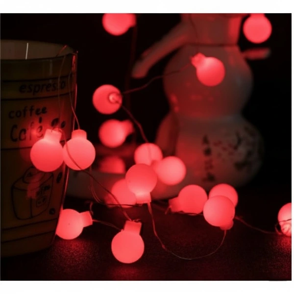 5m 28 Led Kırmızı Işık Şeffaf Kablo Fişli Eklemeli ( Lisinya )