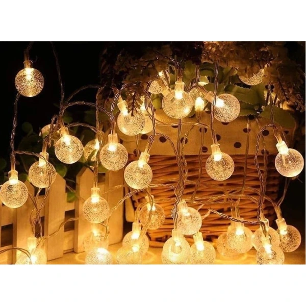 5m 28 Led Kristal Top Gün Işığı Şeffaf Kablo Fişli Eklemeli ( Lisinya )