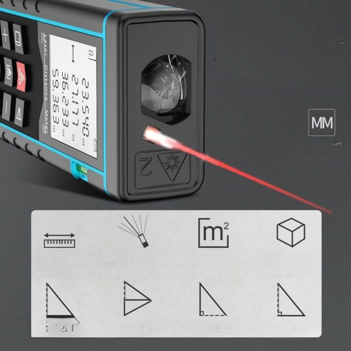 60 Metre Hassas Lazer Metre Ölçer Lcd Dijital Ekran Su Terazili Lazerli Mesafe Ölçüm Cihazı ( Lisinya ) 60 Metre Hassas Lazer Metre Ölçer Lcd Dijital Ekran Su Terazili Lazerli Mesafe Ölçüm Cihazı ( Lisinya )