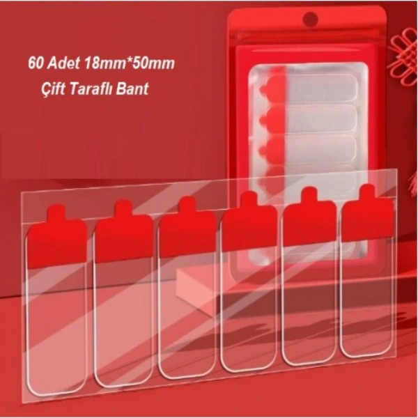 60 Parça Kolay Açılır Güçlü Çift Taraflı Bant 18mmx50mm ( Lisinya ) 60 Parça Kolay Açılır Güçlü Çift Taraflı Bant 18mmx50mm ( Lisinya )