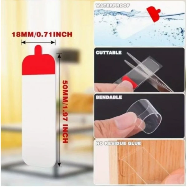 60 Parça Kolay Açılır Güçlü Çift Taraflı Bant 18mmx50mm ( Lisinya )