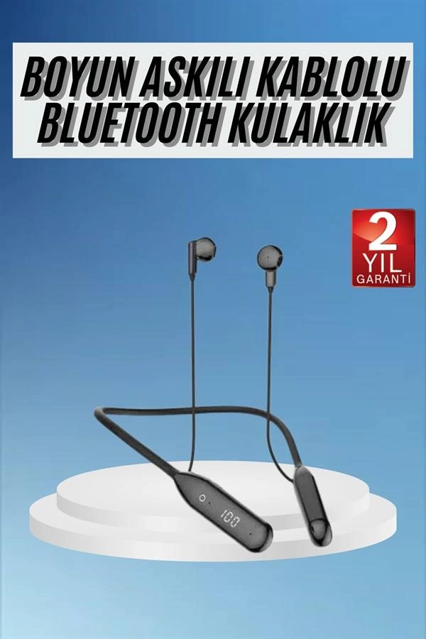 60 Saat Kablolu Boyun Askılı Dijital Göstergeli Bluetooth Kulaklığı ( Lisinya )