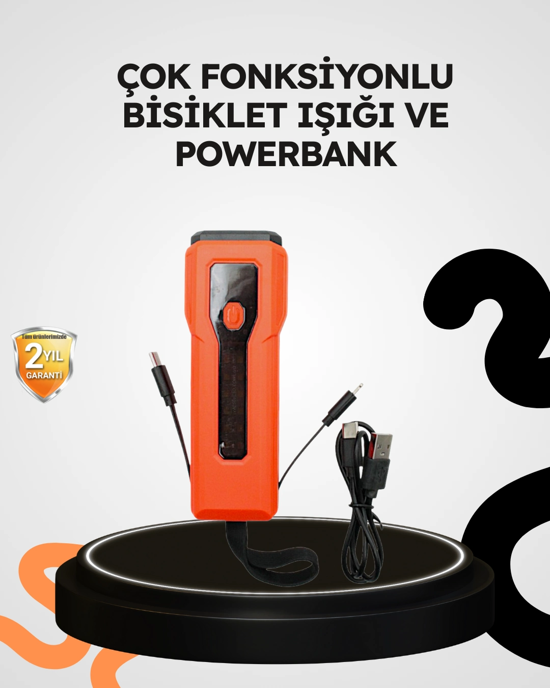 600 Lümen Bisiklet Ön Işık Powerbankli Çakar Cob Led ( Lisinya )