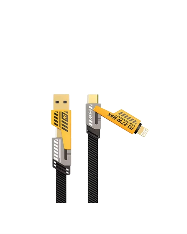 65w 4'ü 1 Arada Çoklu Şarj Kablosu – Usb-c, Usb-a, Lightning, Veri Ve Şarj Desteği ( Lisinya )