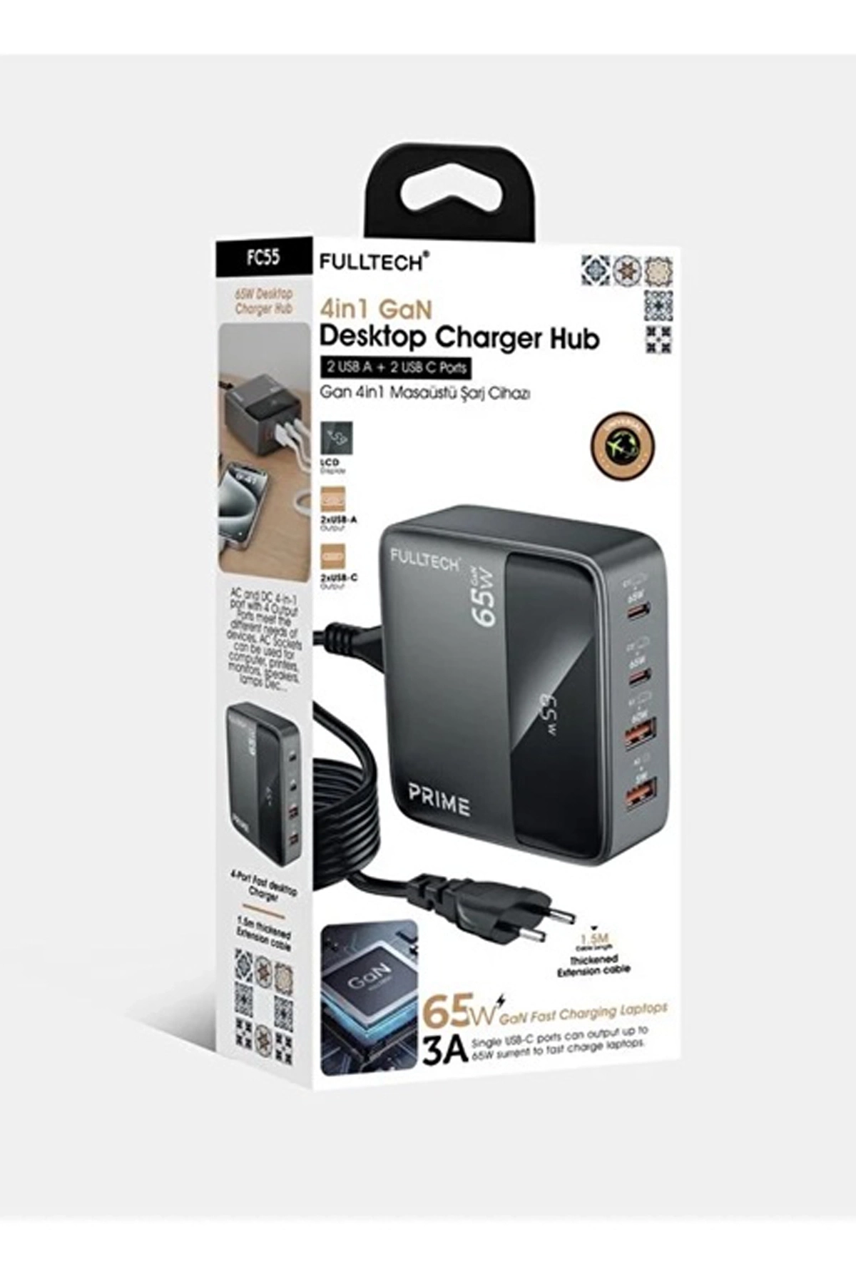 65w Masaüstü 4 Portlu Hızlı Şarj Cihazı İstasyonu 2xusb-a, 2xtype-c Giriş,1,5 Mt. Kablo ( Lisinya ) 65w Masaüstü 4 Portlu Hızlı Şarj Cihazı İstasyonu 2xusb-a, 2xtype-c Giriş,1,5 Mt. Kablo ( Lisinya )