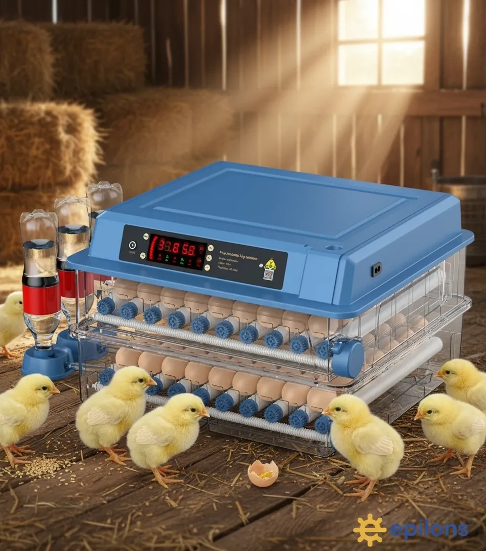 Tam Otomatik 120 Yumurta Kapasiteli Kuluçka Makinesi - Civciv Kaz Hindi Ördek İçin Kablosuz Kameralı Yedek Motorlu Set ( Lisinya )