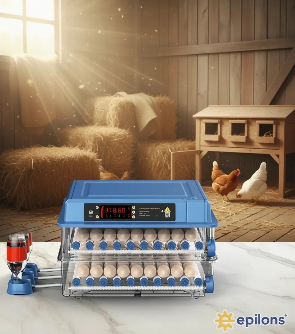 Tam Otomatik 120 Yumurta Kapasiteli Kuluçka Makinesi - Civciv Kaz Hindi Ördek İçin Kablosuz Kameralı Yedek Motorlu Set ( Lisinya )