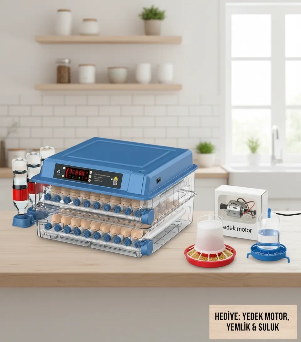 Tam Otomatik 120 Yumurta Kapasiteli Kuluçka Makinesi - Civciv Kaz Hindi Ördek İçin Kablosuz Kameralı Yedek Motorlu Set ( Lisinya )